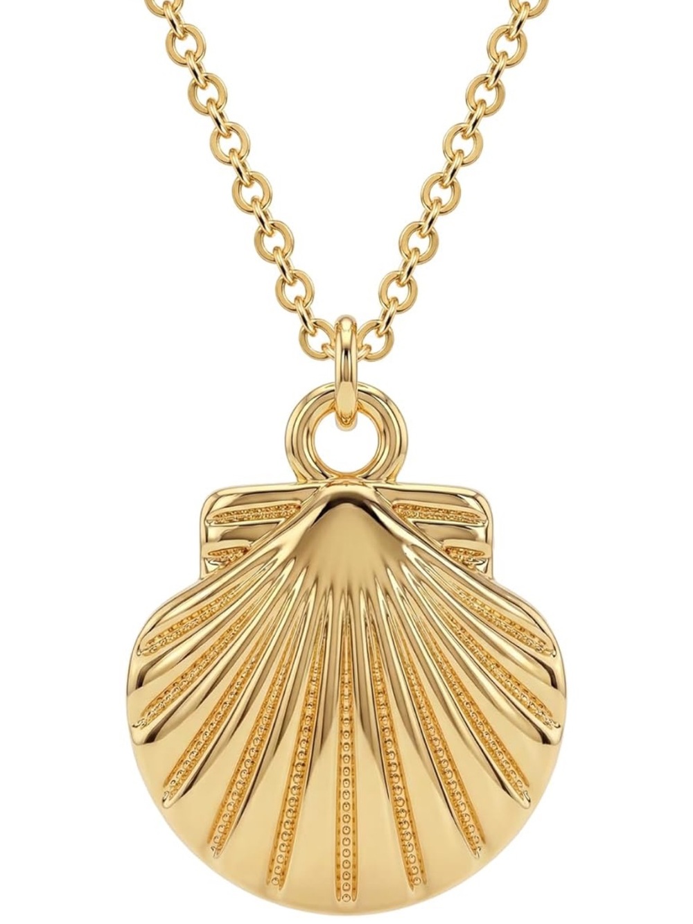Anthropologie Polished Gold Shell Pendant Necklace